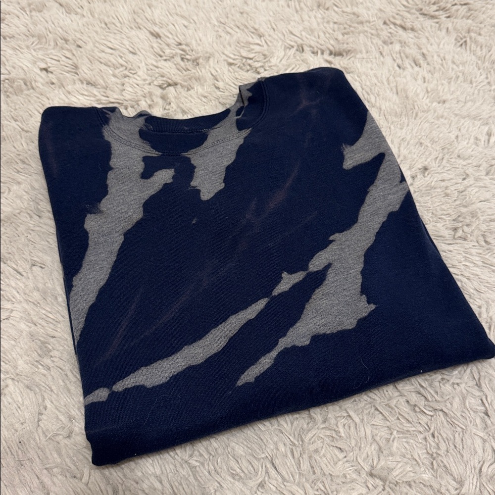 Hanes EcoSmart Navy Blue Tie Dye Crewneck Sweatshirt